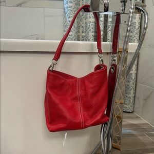 Made in France Red Leather Shoulder Bag
